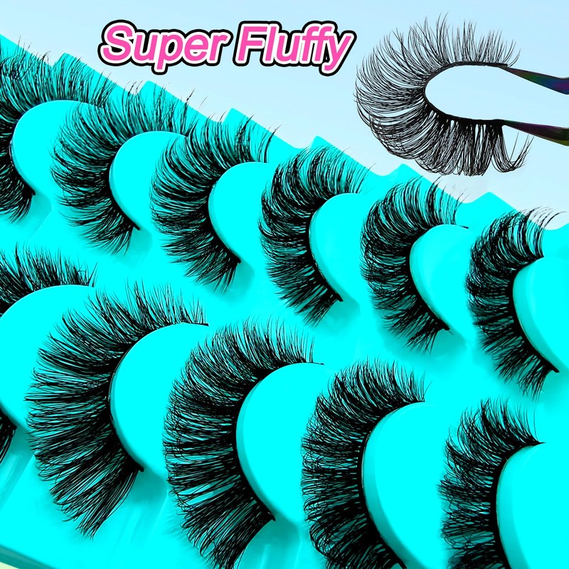 7 Pairs of 3D False Eyelashes, Cat Eye, Fluffy Volume,
