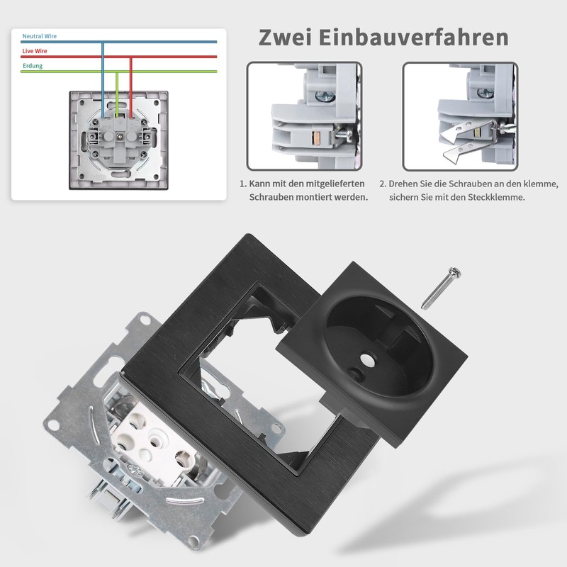 CNBINGO Aluminium Double Socket with Clamping Claws - Double Schuko