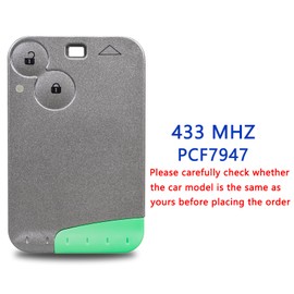 433MHZ 2 Buttons Renault Espace Laguna 2 Vel-Satis Key Card PCF7947 Chip with Uncut Blade
