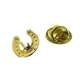 Lucky Horseshoe Lapel Pin Badge - Gold