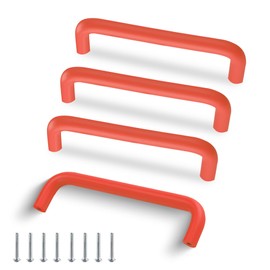 SPDYCESS Pack of 4 Aluminium Kitchen Handles, 96 mm Hole Spacing, Colourful Cabinet Door Handles with Screws, Drawer Handles for Kitchen, Bedroom