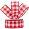 AVANAVA 38mm Wired Gingham Burlap Ribbon – 9M Red and