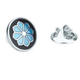 LOVES Batch Men's Chrysanthemum Print Lapel Pin Silver [Velvet Pouch & Premium Tuck Pin], Platinum