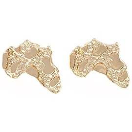 GWOOD Africa Map Earrings Gold Color Post Style Pierced Small Size