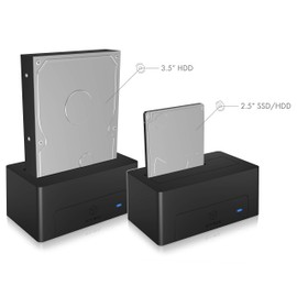 ICY BOX USB-C 3.1 Festplatten DockingStation für 2,5 Zoll und 3,5 Zoll HDD und SDD, USB 3.1 (Gen 2) Type-C Anschluss, IB-1121-C31