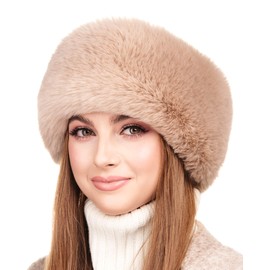 Futrzane Modern Headband - Ladies Winter Fur Headbands - Soft Russian Ear Warmer - Size XL (Beige Long Modern)