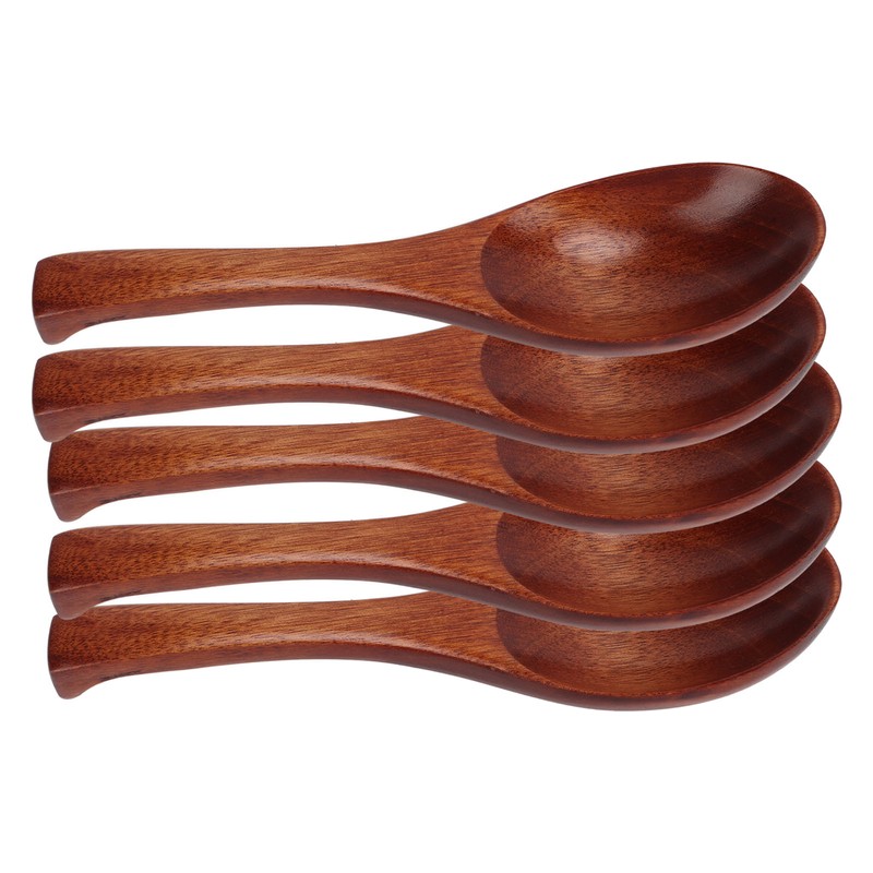 5Pcs Wooden Spoons Natural Safe Comfortable Light Weight Delicate Sturdy