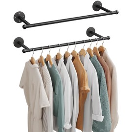 OROPY Industrial Pipe Clothing Rack Set of 2, Wall Mounted Clothes Rack, Closet Rods For Hanging Clothes, 33" Multi-purpose Hanging Rod for Laundry Room, Bedroom and Closet Storage