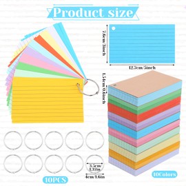 1000 Count Ruled Index Cards 3x5 Inch Flash Cards for Studying Assorted Neon Colored Note Cards for Office, Home and School