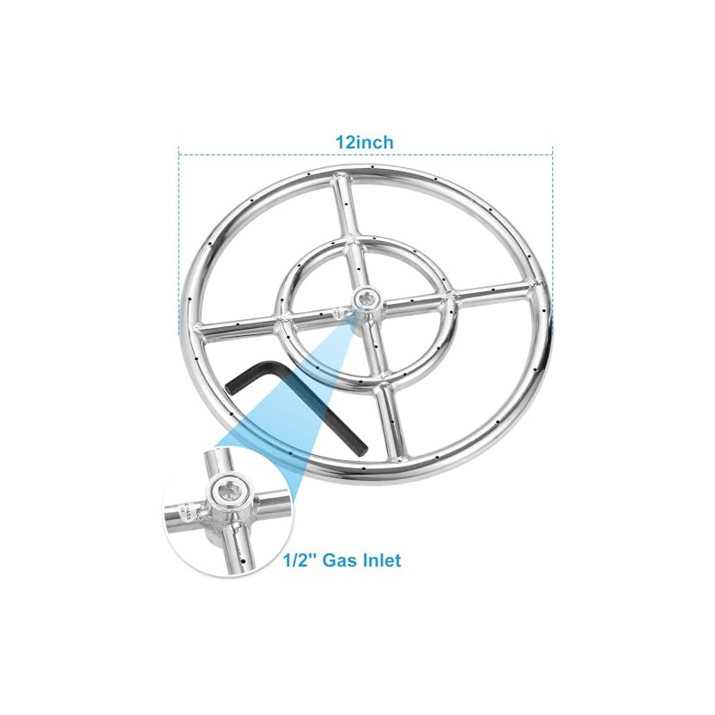 Duheri 12-inch LP Propane Gas Fire Pit Burner Ring Installation