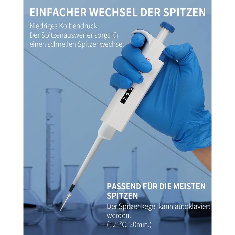 PRECIPETTE 0.1 - 2.5 μl pipettes, pipettor, micropipette, laboratory, single