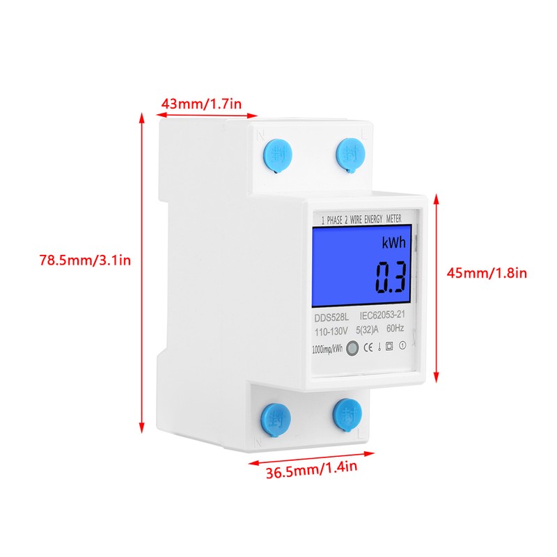 5‑32A 110‑130V 60Hz LCD Backlight Single Phase Energy KWh Meter