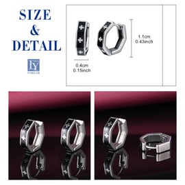 Yumilok Mens Stainless Steel Cross Earrings Vintage Hoops for Fashionable Youth Classic Black Cross Small Creole Earring Novelty Accessories Jewellery for Teenager