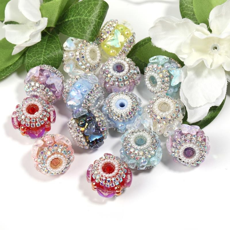 【B197】Mixes of six different fancy beads including square beads, round
