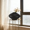 Black Vase 12" Wide Oval Shaped with Fishnet Textured -