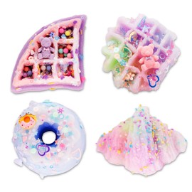 Food Squishy Toy Sets of 4,Squeeze Donuts Waffle Croissant Stress Relief Fidget Toys Pack,Jumbo Simulated Food Squish Toy for Kids Adult