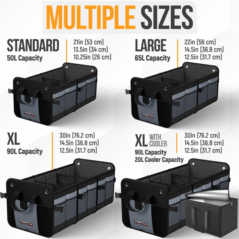 FORTEM Trunk Organizer For SUV Car Organizer and Storage, Multi-Compartment