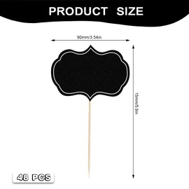 48 Pcs Cheese Markers for Charcuterie Board, Blank Toothpic Flags Black Cheese Labels, Buffet Labels Food Tags, Cupcake Name Tag Toppers