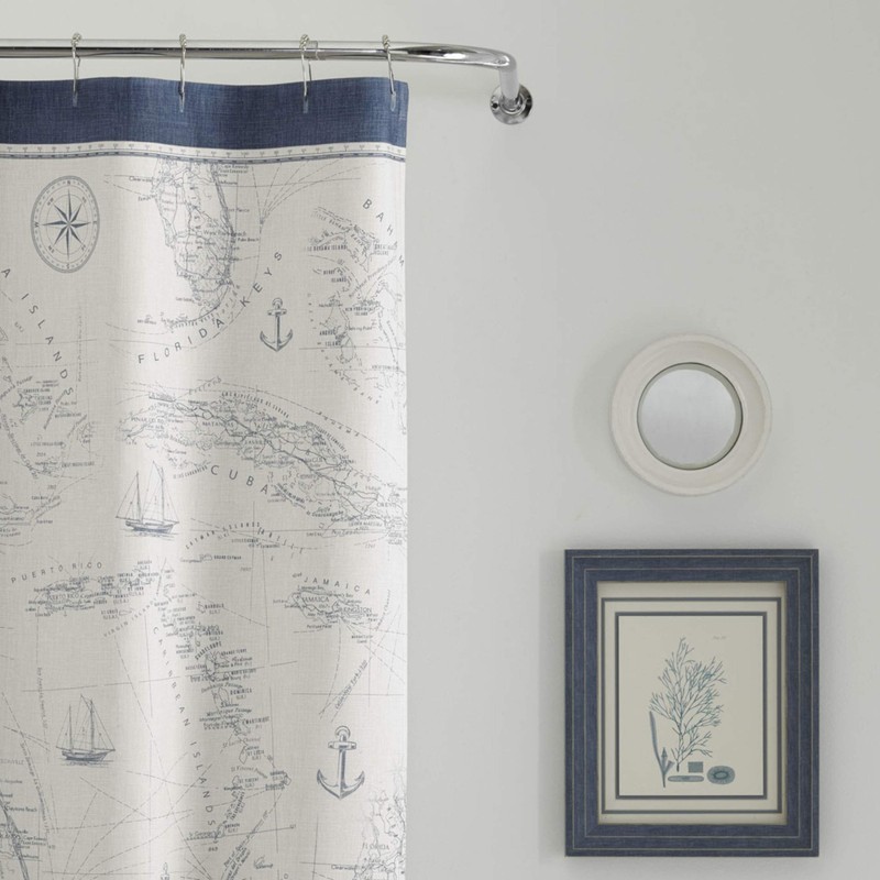 Tommy Bahama Caribbean Sea Shower Curtain, 72x72, Lt-Pastel Blue