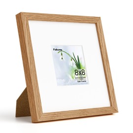 8x8 Picture Frame, Solid Oak Wood 8x8 inch Natural Wood Photo Frame for Home & Wall Decor, 8x8 Picture Frame with Mount for 5x5 Inch with Tempered Real Glass, Tabletop & Wall Mounting Display