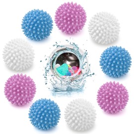 Pack of 9 Dryer Balls for Tumble Dryers, Washing Balls, Dryer Balls, Dryer Ball, Reusable Washing Ball, Washing Ball for Washing Machine, Tumble Dryer Balls, Fluffy Laundry (Blue, White, Purple)