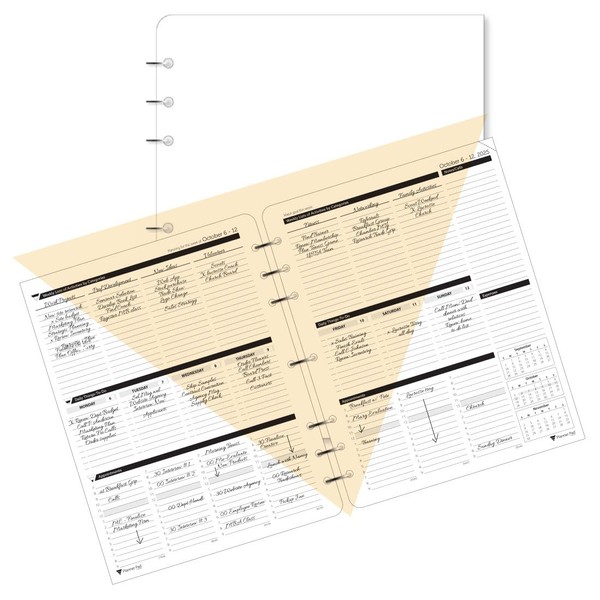 Planner Pad 7 Hole Loose Leaf 3-Tier Funnel Down 12