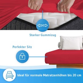 Fitted Sheet 140 x 200 cm Made of 100% Natural Cotton, The Breathable and Lint-Free Alba Bed Sheet is Elastic and Soft, Designed in Germany, Durable Jersey Duvet Cover, 140 x 200 cm