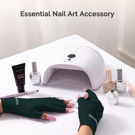 MelodySusie UV Gloves for Gel Manicures, Professional UPF50+ Protection Deep Green