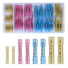 Aninako 80 Pieces (30 Red, 30 Blue, 10 Rhubarb, 10 Small Yellow) Crimping Terminals, Waterproof, Crimping Sleeve, Wire Connection Fittings, Insulated Crimping Terminals, Electrical Systems