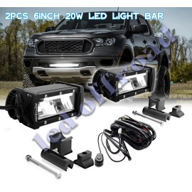 Pefetown 2PC 6inch 20W LED Work Light Bar Spot Offroad Car SUV 4WD Truck Fog Driving Lamp
