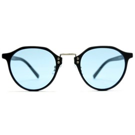 MERRY PLEASURE TY2953 Date Glasses, Crown Punt, Polygonal Frame, Boston, Round, Round Glasses, Light Color Lens, Light Color, Colored Lens Sunglasses, Men's, Women's, UV Protection, Black x Lt.SMOKE