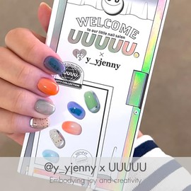 UUUUU. Semi Cured Gel Nail Strips - [by Y_Yjenny], UV Nail Stickers Compatible with All Nail Lamps, U-Curve for Perfect Fit, Includes 2 Prep Pads, Nail File, and Wood Stick