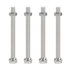 TOP-VIGOR 4Pcs M10 x 130mm Hex Head Screws Bolts, Nuts, Flat & Lock Washers Kits, 304 Stainless Steel Fully Thread Hexagon Bolts for DIY Bike Motorcycles Repair