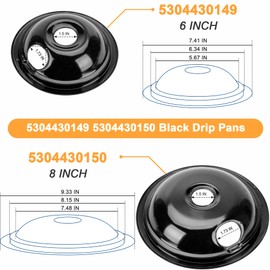 Black Porcelain Drip Pans Set 4-Pack 318067041 & 318067051 Compatible with Frigi-daire Ken-more Range Oven Replaces Electric Range Stove Burner 5304430149,5304430150 by Fetechmate