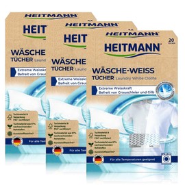 Heitmann Wäsche Weiss Tücher (20 Tücher, Weiss): Für ein extrem kraftvolles Weiß, 3er Pack