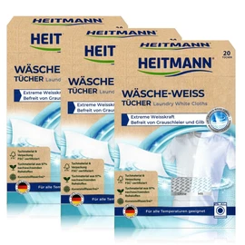 Heitmann Wäsche Weiss Tücher (20 Tücher, Weiss): Für ein extrem kraftvolles Weiß, 3er Pack