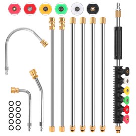 Gutter Cleaning Tools From the Ground, 10 Pack 9 FT Pressure Washer Extension Wand, Power Washer Lance With 6 Pressure Washer Spray Nozzle Tips, 30°, 90°, 120° Gutter Cleaner Curved Rod, 4000 PSI