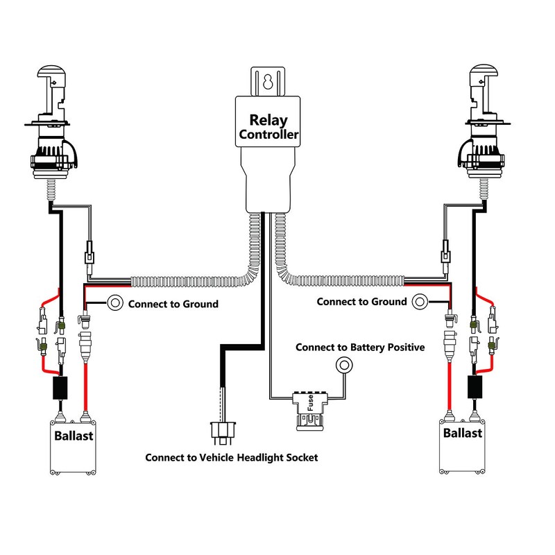 Innovited HID Replacement Bi Xenon Relay Wiring Harness Hi Lo