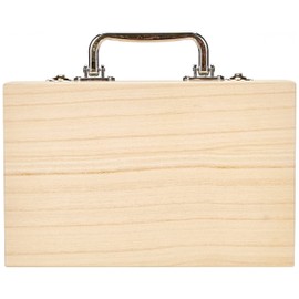 RAYHER Hobby 6158000 Wooden Case 25 x 16 x 9 cm Metal Effect Handle Metal Hinges Craft Case Wooden Case without Inner Dividers