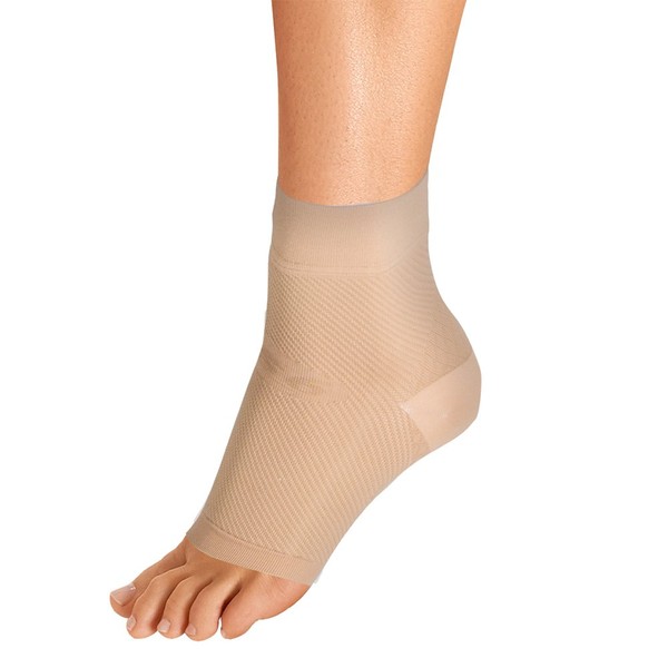 OrthoSleeve FS6 Compression Foot Sleeve - Orthopedic Brace for Pain Relief, Plantar Fasciitis, Achilles Tendonitis, Soft & Moisture-Wicking Fabric (Natural, Small)