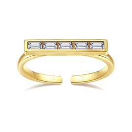 Cubic Zirconia Adjustable Rings for Women Jewelry Gifts - 14k Gold