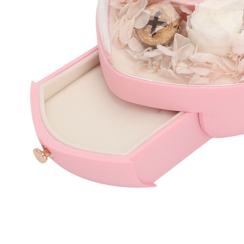 Heart Shaped Jewelry Box Wedding Preserved Flower Necklace Ring Storage