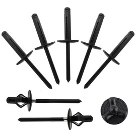 ALLCLEAN 3/16" x 3/4"Tri-Fold Large Head Rivets Assortment - 100Pcs,Black Tri-fold Exploding Pop Rivets Solid Aluminum Tri Grip Rivets Bulb Style Rivets for Kayak Marine Boat