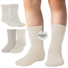 La Alpaca Kids Wool Socks - 2 Pairs Alpaca Wool Socks for Kids Boys Girls - Warm, Silky, Soft, Breathable, Comfortable, Moisture-Wicking Thermal Alpaca, White