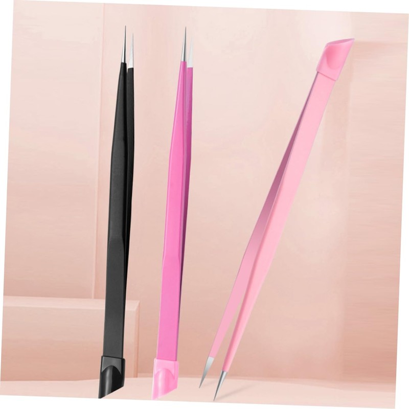Mikinona 3pcs Dual Ended Nail Tweezers Versatile Press Head Tweezers