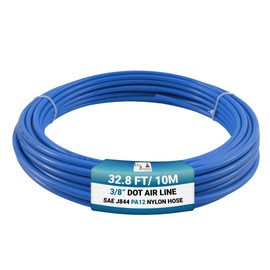 Utah Pneumatic 3/8 Air Line Hose - 32.8 ft 3/8 OD Tubing, DOT Approved SAE J844, 3/8 Pneumatic Tubing for Truck Brakes and Air Suspension, DOT Air Line, Blue