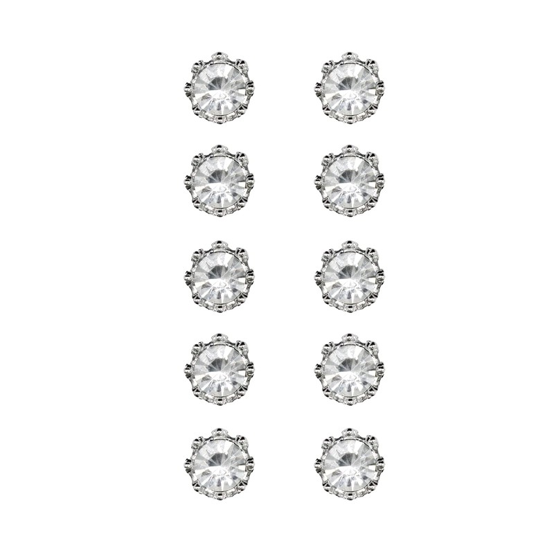 Jerler 10 Pcs Sliver Rhinestone Buttons Crystal Embellishments Sew on