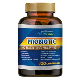 VITAMISAN Probiotics for Women, Probiotics for Men and Adults, Natural, Shelf Stable Probiotic Probiotic Supplement with Organic Prebiotic, Acidophilus Probiotic 100 caps