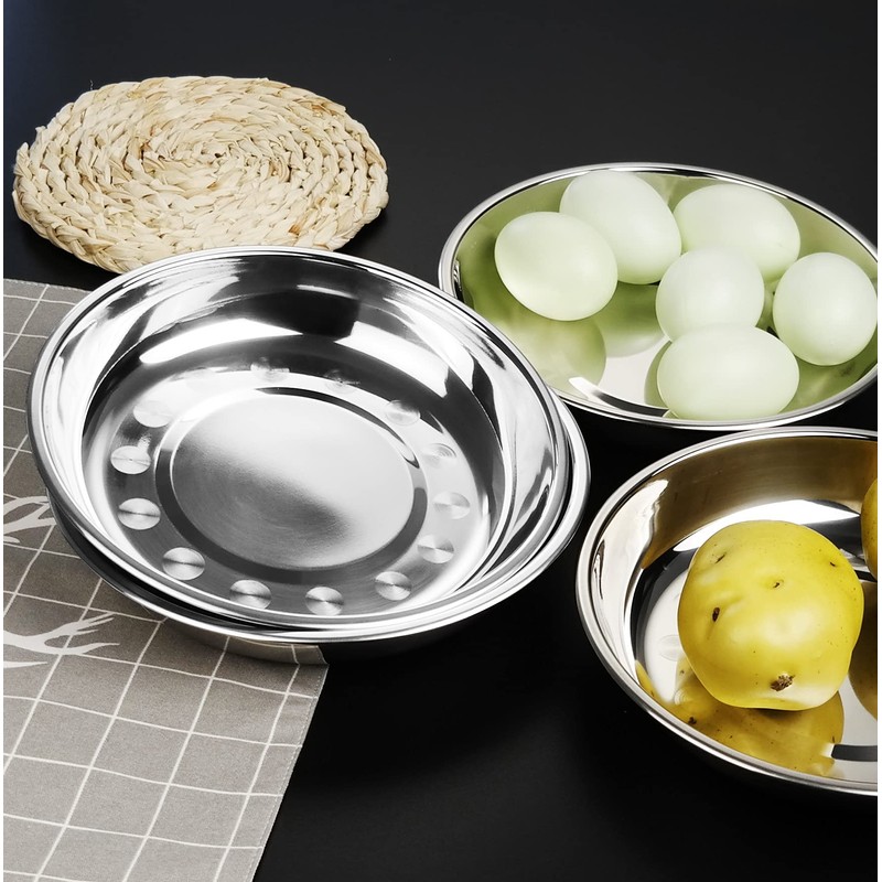 Dehouse 4-Pack Stainless Steel Metal Dinner Plates