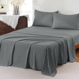 ChicView Twin Sheet Set, Breathable Cooling Microfiber Sheet Set, Deep Pockets Up to 16", Easy Care Bed Sheet and Pillowcase (Twin, Gray)